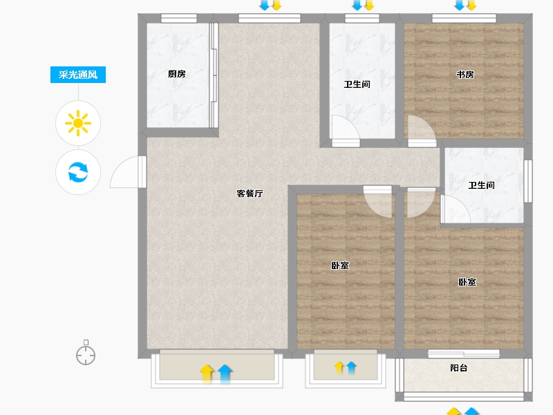 河北省-石家庄市-帝华鸿府-94.49-户型库-采光通风