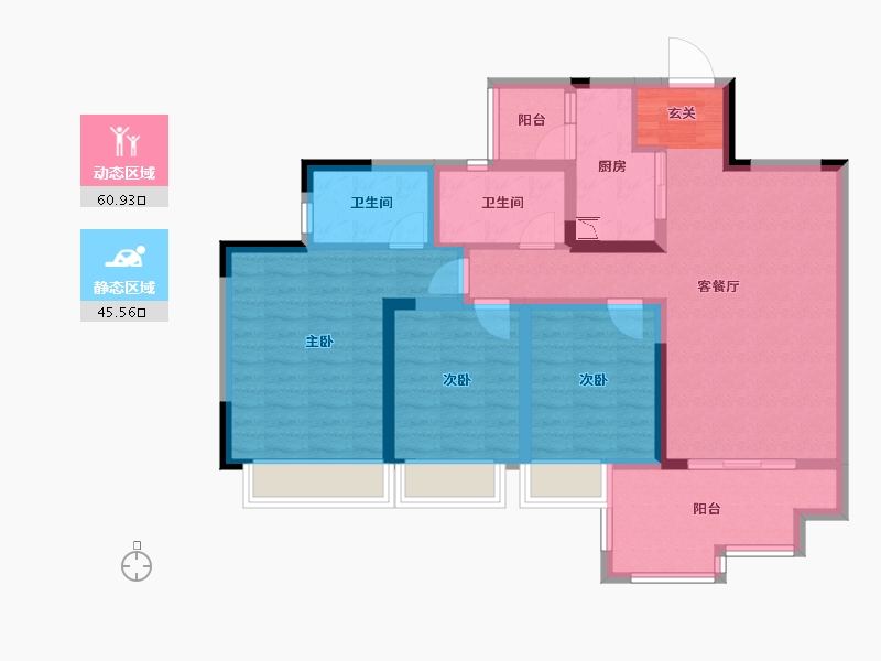 四川省-成都市-蓝光观岭·雍锦半岛-93.76-户型库-动静分区