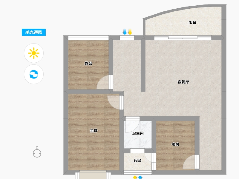 贵州省-遵义市-方圆学府壹号-63.96-户型库-采光通风