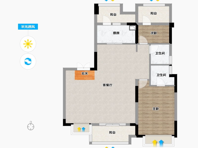 四川省-成都市-领地天府蘭台-98.30-户型库-采光通风