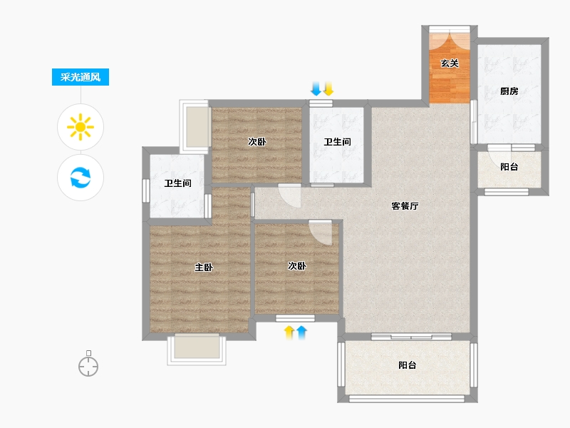 贵州省-贵阳市-清镇盛世江南-97.19-户型库-采光通风