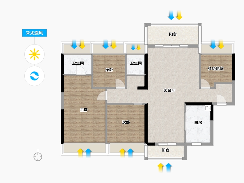 贵州省-贵阳市-碧桂园西南上城-105.78-户型库-采光通风