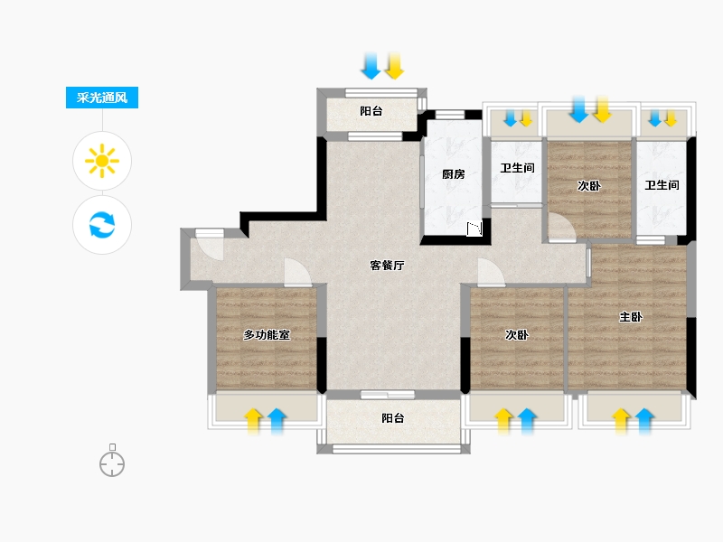 贵州省-贵阳市-碧桂园西南上城-89.15-户型库-采光通风