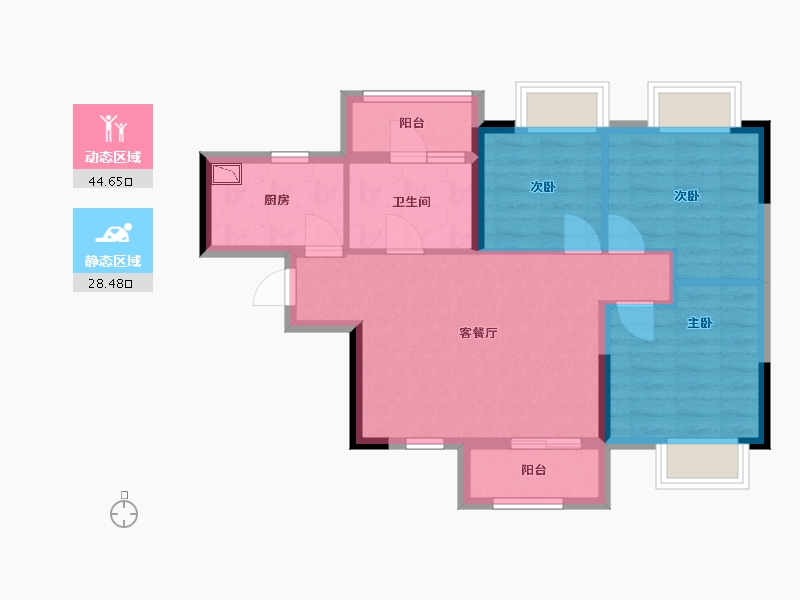 贵州省-贵阳市-永实御湖尚城-64.60-户型库-动静分区