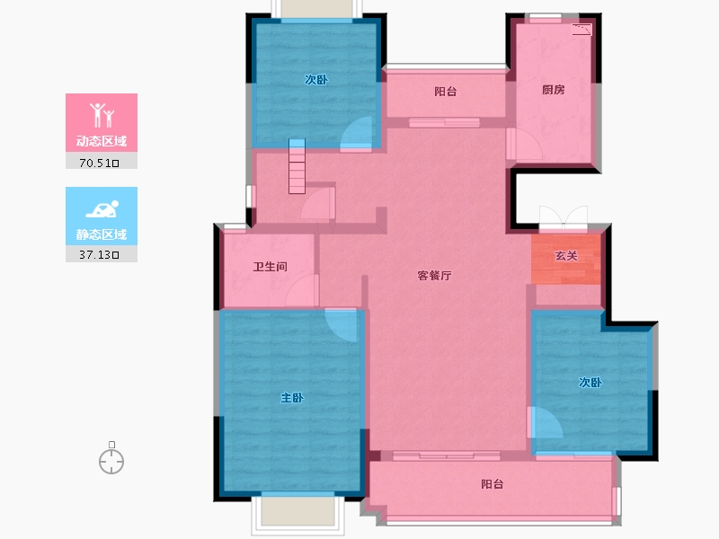 四川省-成都市-天府金茂悦-95.73-户型库-动静分区