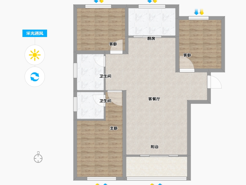 河北省-石家庄市-润江壹號-101.87-户型库-采光通风