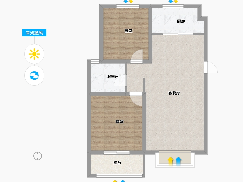 河北省-石家庄市-帝华鸿府-66.91-户型库-采光通风