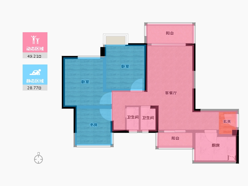 四川省-成都市-泛悦城市广场-69.76-户型库-动静分区