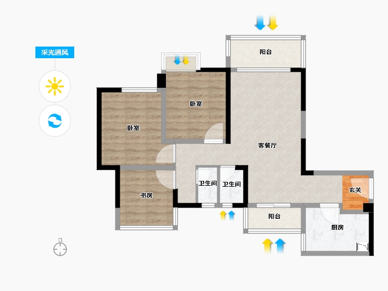 四川省-成都市-泛悦城市广场-69.76-户型库-采光通风