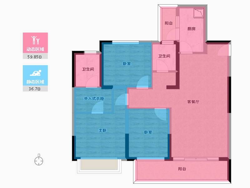 四川省-成都市-中旅名门府-84.67-户型库-动静分区