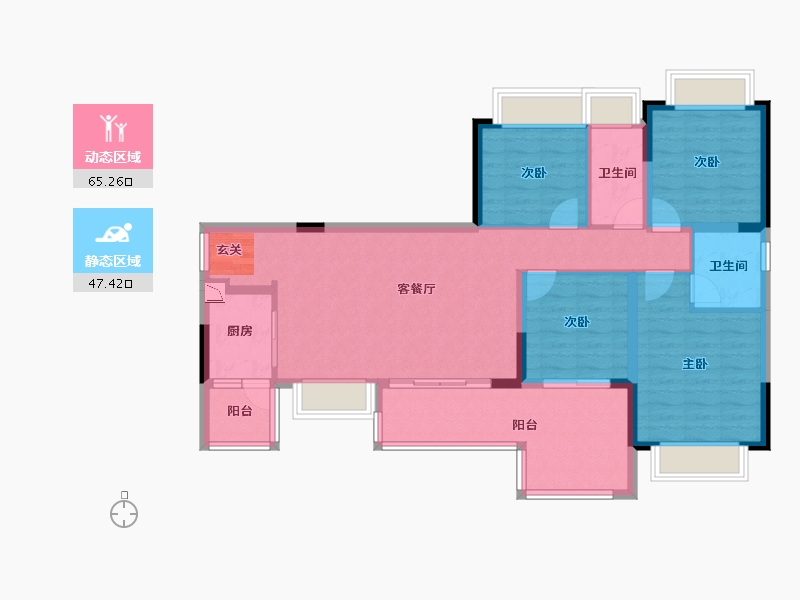 四川省-成都市-蓝光观岭·雍锦半岛-100.58-户型库-动静分区