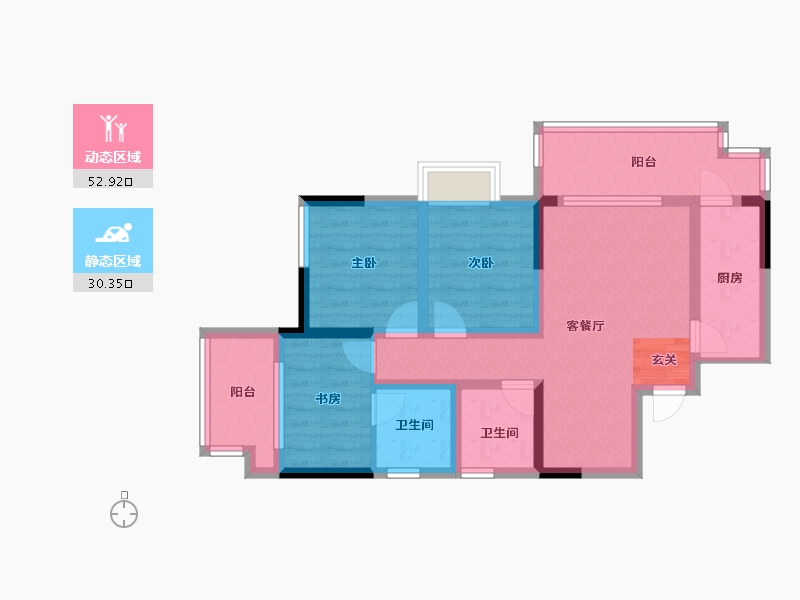 四川省-成都市-榕晟水岸丽府-72.62-户型库-动静分区