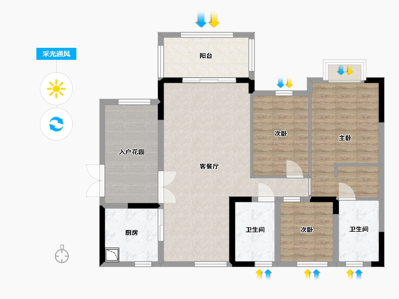 贵州省-贵阳市-清镇盛世江南-102.03-户型库-采光通风