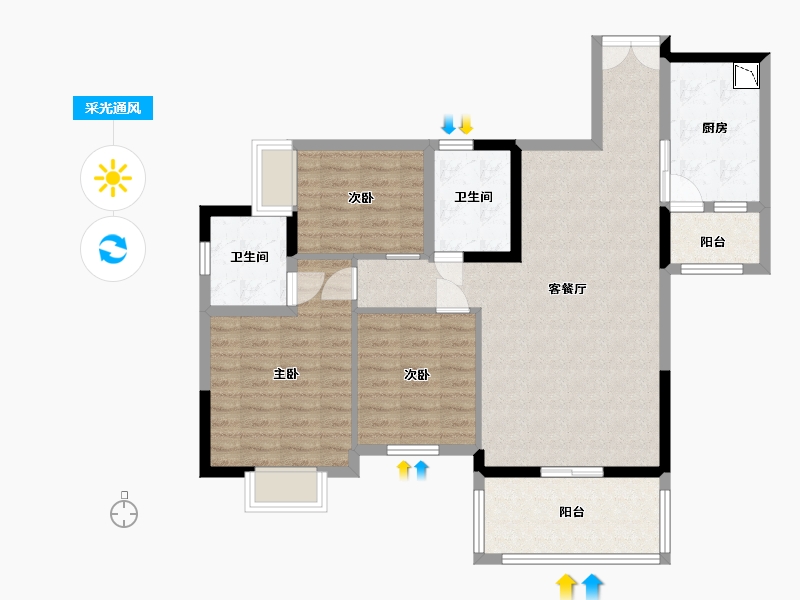 贵州省-贵阳市-清镇盛世江南-96.61-户型库-采光通风