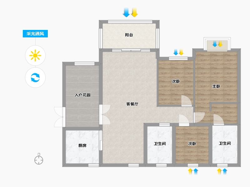 贵州省-贵阳市-清镇盛世江南-102.52-户型库-采光通风