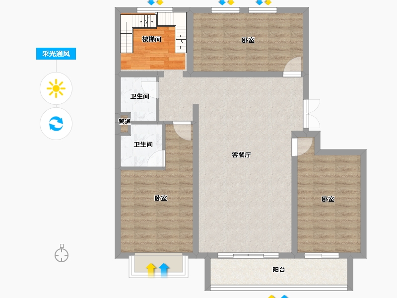 河北省-邯郸市-旭坤澜山悦府-96.76-户型库-采光通风