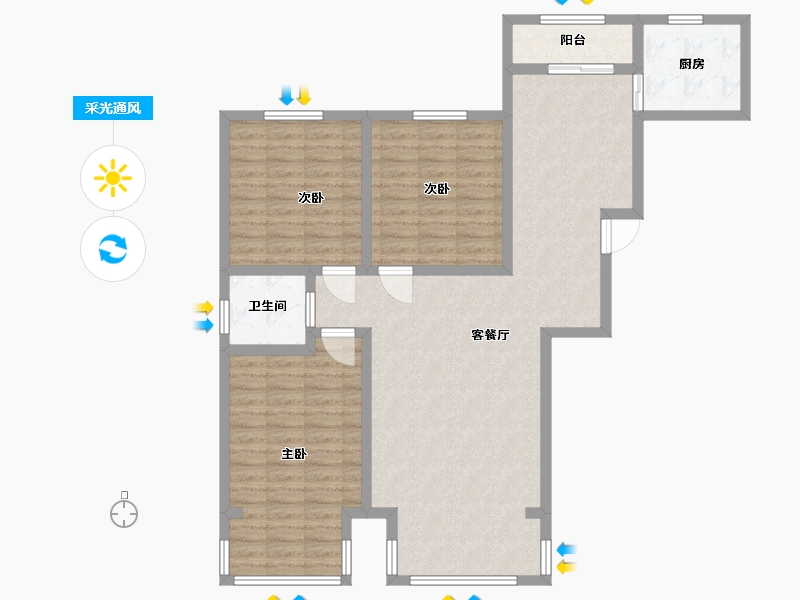 河北省-廊坊市-裕隆公寓二期-109.00-户型库-采光通风