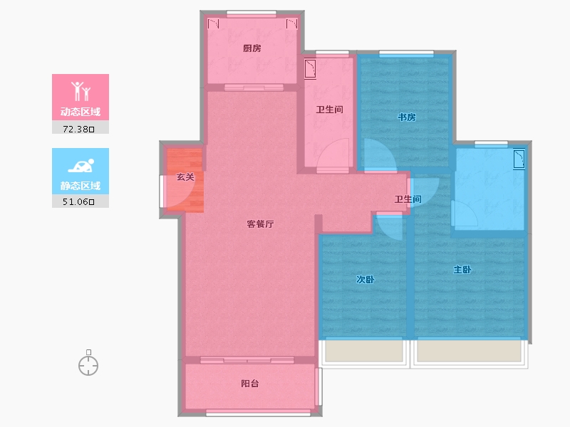 河北省-唐山市-仁恒公园四季-110.08-户型库-动静分区