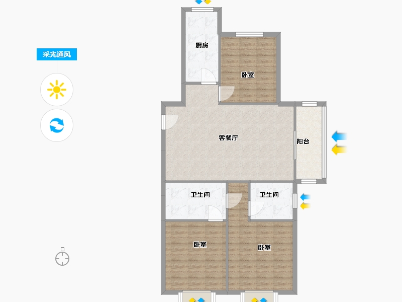 山西省-太原市-中国铁建·青秀嘉苑-102.99-户型库-采光通风