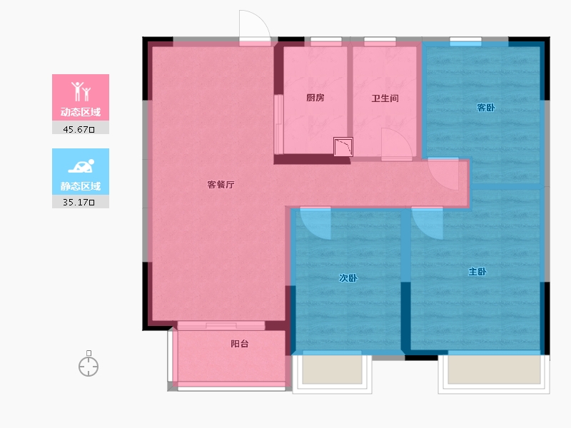 河北省-沧州市-中梁观沧海-72.01-户型库-动静分区