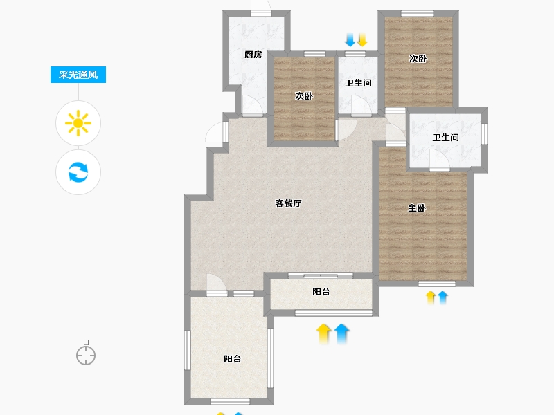 河北省-廊坊市-海德公园·都铎宫-112.00-户型库-采光通风