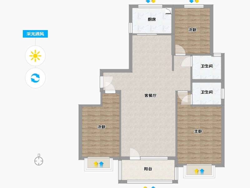 河北省-保定市-中景华庭C区-99.00-户型库-采光通风