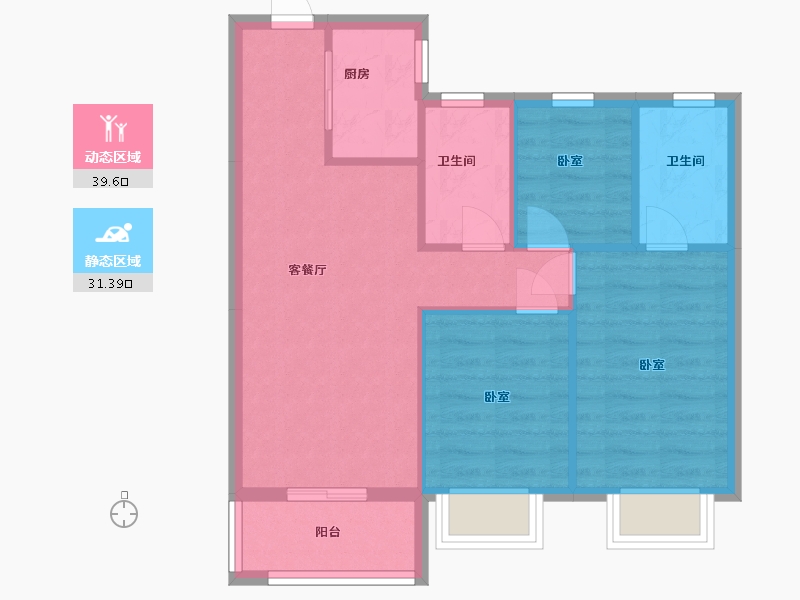 山西省-太原市-中国铁建·青秀嘉苑-63.80-户型库-动静分区