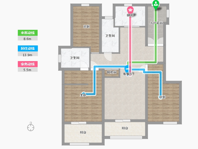 河北省-廊坊市-海德公园·都铎宫-111.21-户型库-动静线