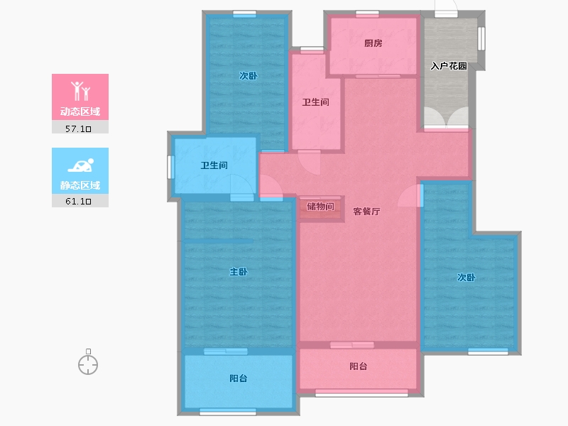 河北省-廊坊市-海德公园·都铎宫-111.21-户型库-动静分区