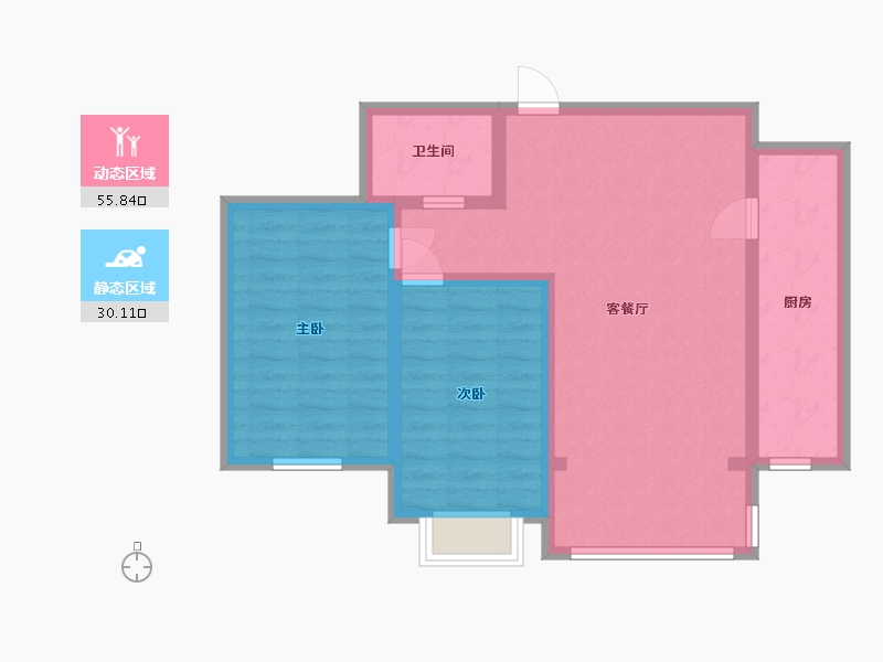 河北省-廊坊市-裕隆公寓二期-76.59-户型库-动静分区