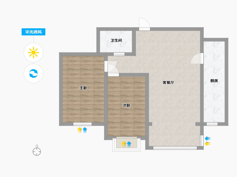 河北省-廊坊市-裕隆公寓二期-76.59-户型库-采光通风