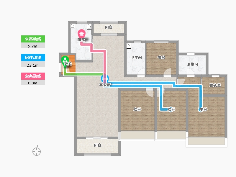 河北省-唐山市-仁恒公园四季-145.01-户型库-动静线