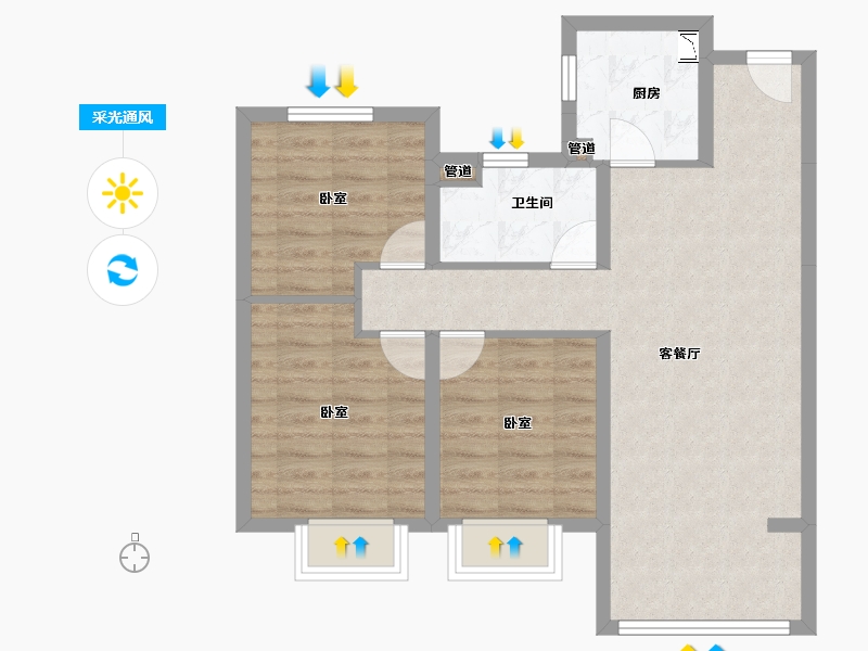 山西省-太原市-金科·博翠天宸-72.17-户型库-采光通风