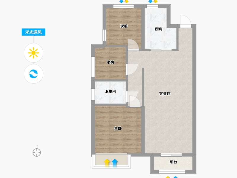 河北省-廊坊市-东岳润科花园-64.94-户型库-采光通风