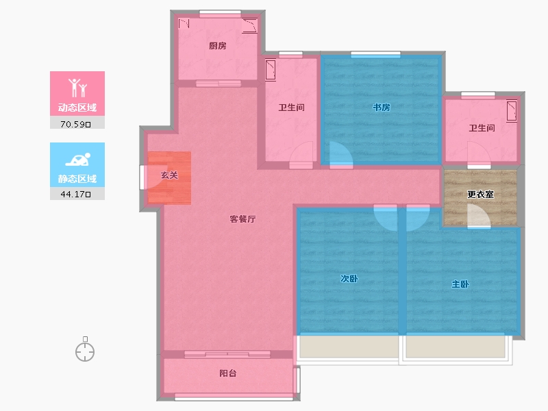 河北省-唐山市-仁恒公园四季-106.05-户型库-动静分区