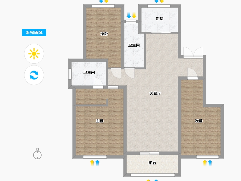 河北省-廊坊市-海德公园·都铎宫-112.00-户型库-采光通风