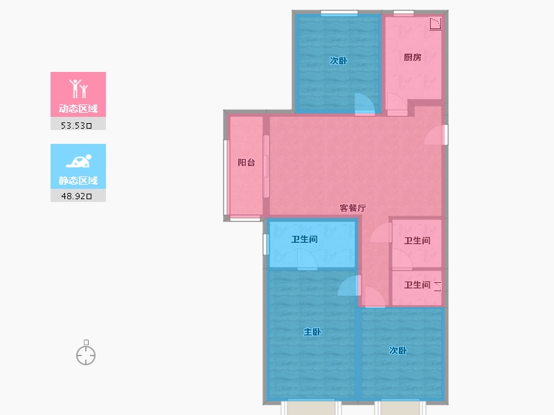 山西省-太原市-当代城ΜΟΜΛ-91.10-户型库-动静分区