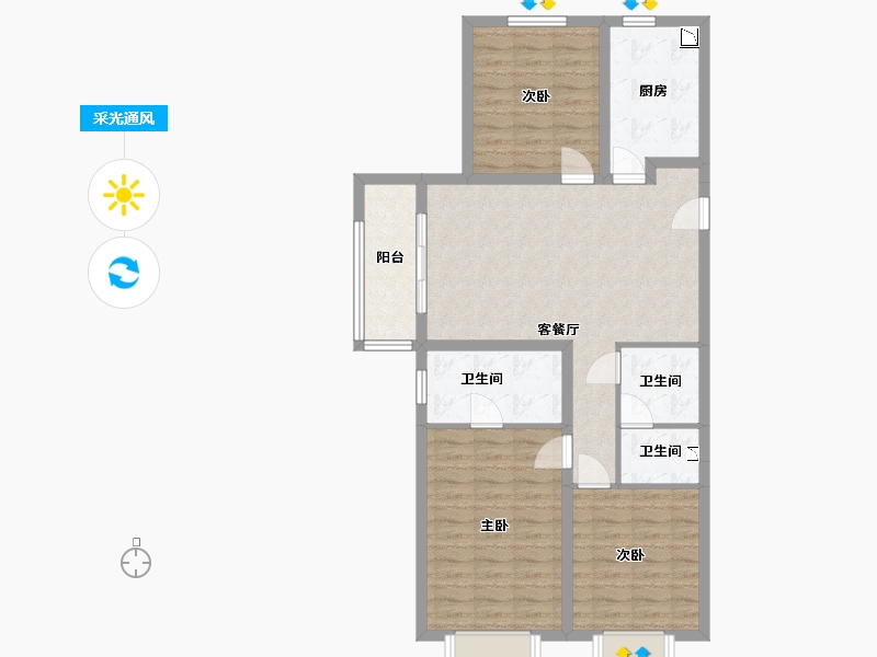 山西省-太原市-当代城ΜΟΜΛ-91.10-户型库-采光通风