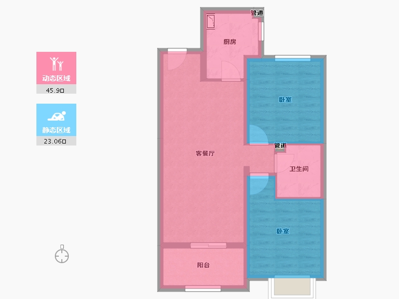 山西省-太原市-金科·博翠天宸-61.11-户型库-动静分区