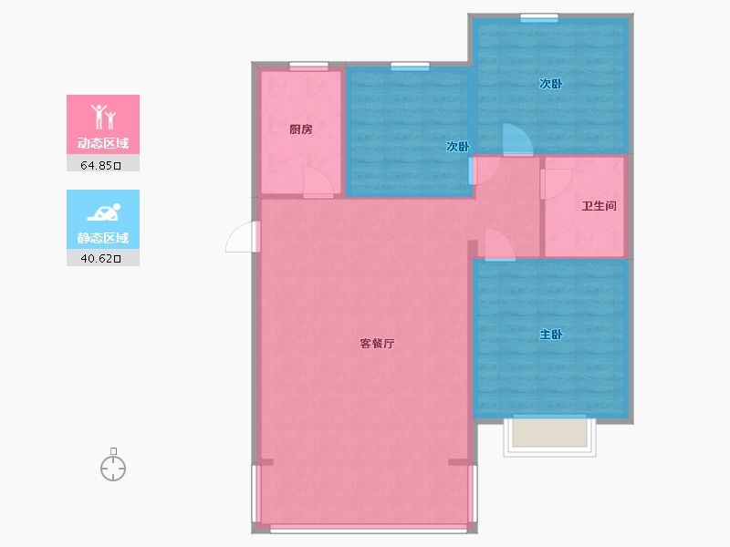 河北省-廊坊市-裕隆公寓二期-96.40-户型库-动静分区