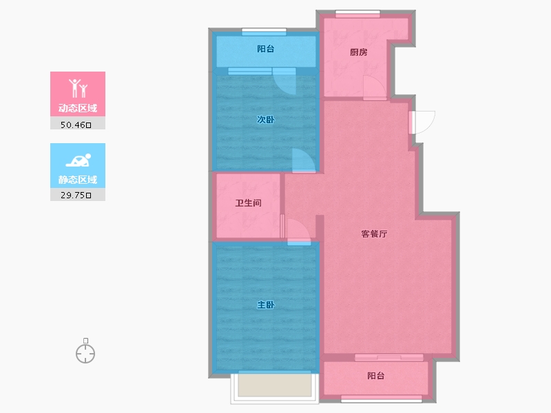 河北省-廊坊市-中远·泷玺臺-71.20-户型库-动静分区