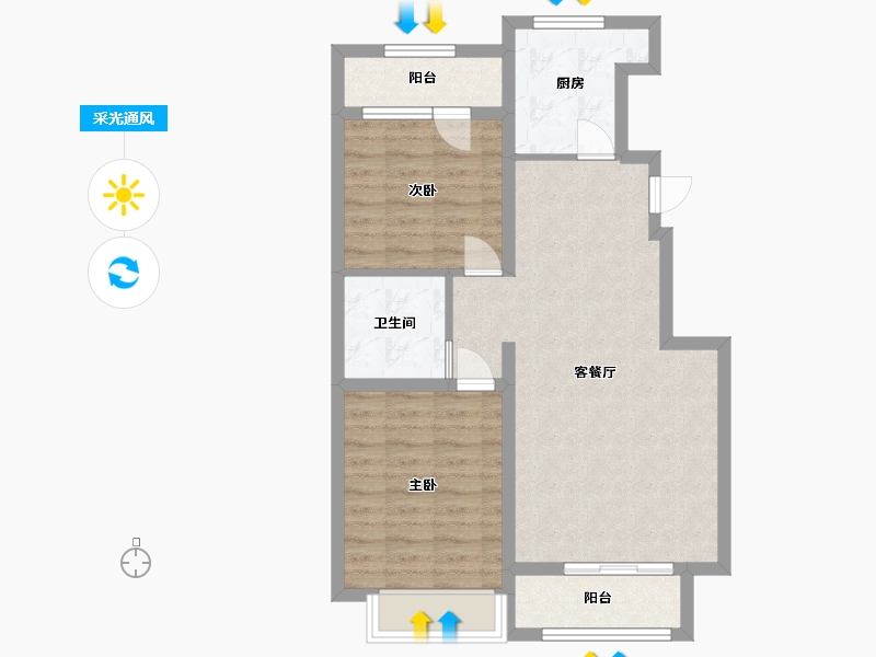 河北省-廊坊市-中远·泷玺臺-71.20-户型库-采光通风