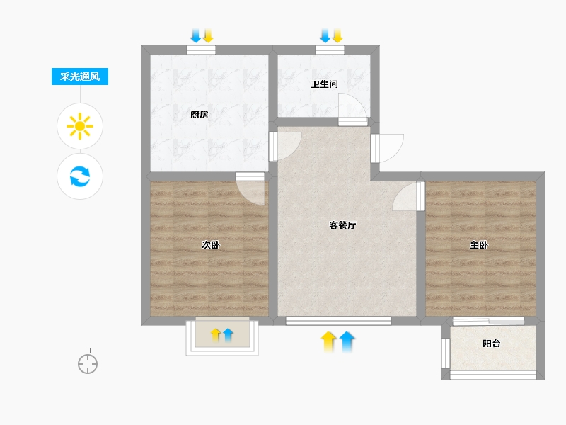 河北省-沧州市-金域华城-61.99-户型库-采光通风