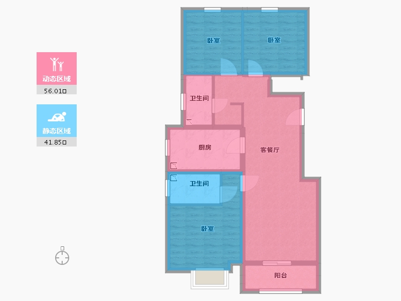 山西省-太原市-保利壹号公馆四期-86.85-户型库-动静分区