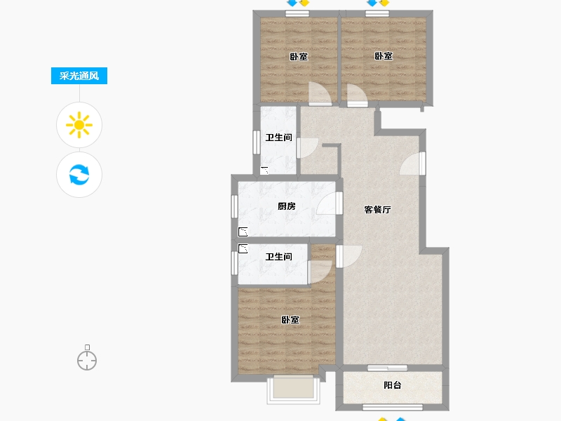 山西省-太原市-保利壹号公馆四期-86.85-户型库-采光通风