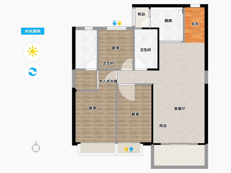 山西省-太原市-太原恒大山水城-109.38-户型库-采光通风