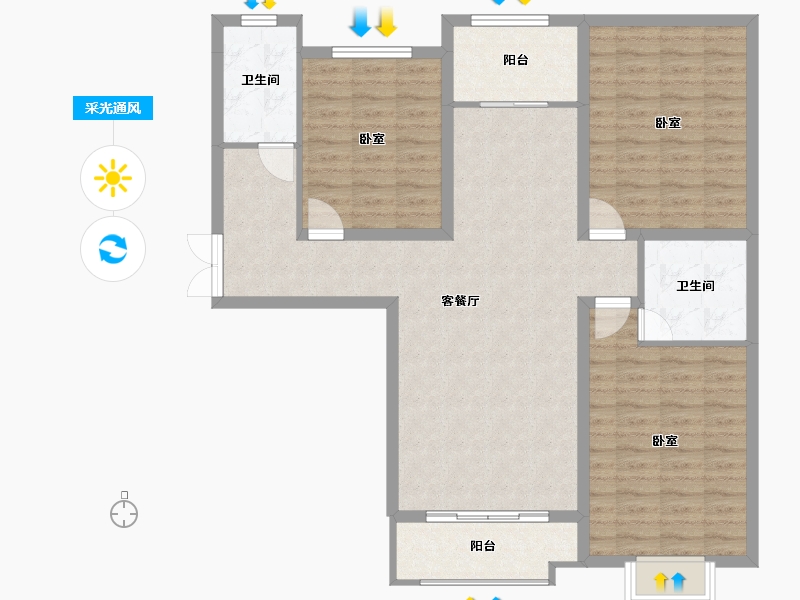 山西省-太原市-广电新景-105.84-户型库-采光通风