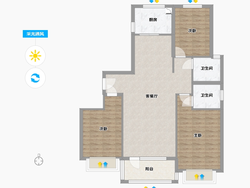 河北省-保定市-中景华庭C区-92.01-户型库-采光通风