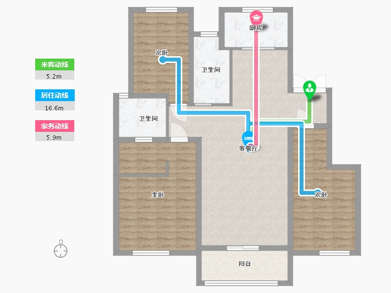 河北省-廊坊市-海德公园·都铎宫-111.20-户型库-动静线