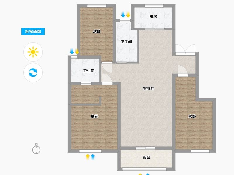 河北省-廊坊市-海德公园·都铎宫-111.20-户型库-采光通风